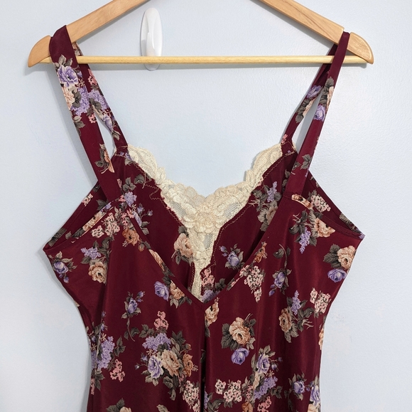 Vintage California Dynasty Purple Floral Lace Long Nightgown Slip Dress L - Picture 4 of 12